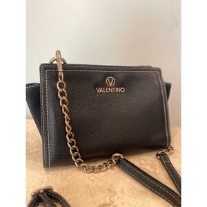 Valentino Black Leather Crossbody Chain Strap Shoulder Bag
